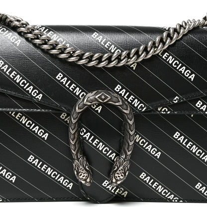 Gucci X BALENCIAGA Calfskin Matelasse Logo Print Small GG Marmont Shoulder Bag Black 8 of 10