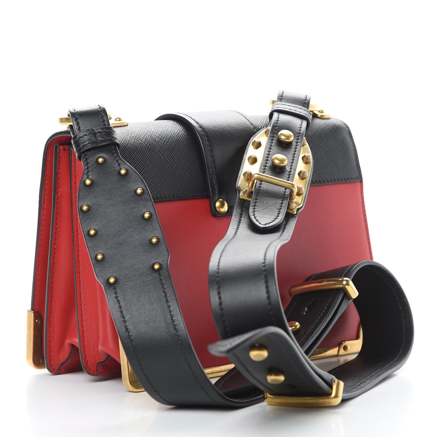 City Calfskin Saffiano Cahier Bag Fuoco Black