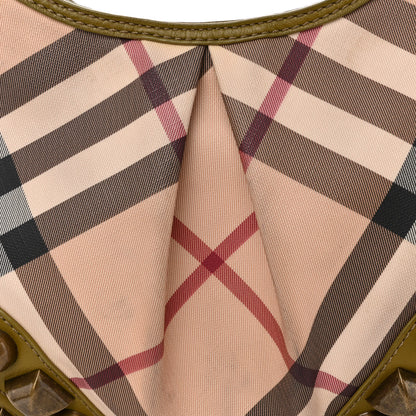 Burberry Nova Check Mega Stud Medium Alverton Hobo Green 10 of 14