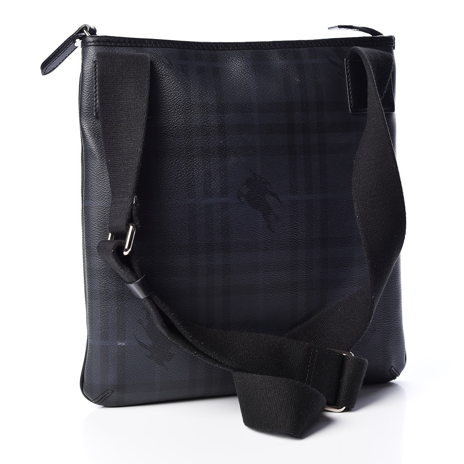 Burberry Haymarket Check Crossbody Messenger Bag Blue Black 2 of 9