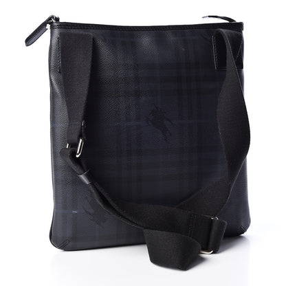 Burberry Haymarket Check Crossbody Messenger Bag Blue Black 2 of 9