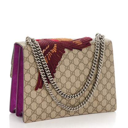 Gucci GG Supreme Monogram Bird Embroidered Medium Dionysus Shoulder Bag Purple 3 of 7