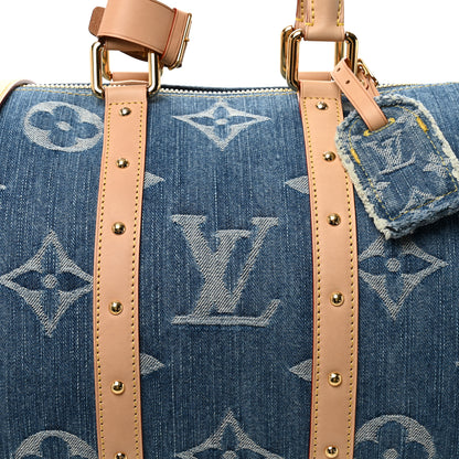 Louis Vuitton Denim Monogram New LV Remix Keepall Bandouliere 45 Blue 6 of 8