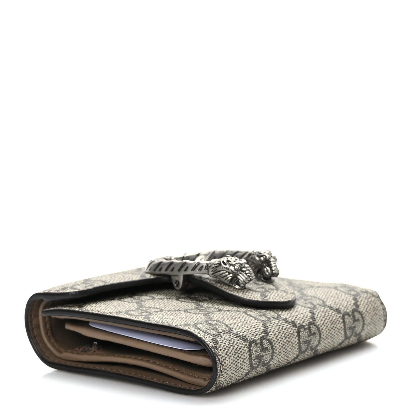 GG Supreme Monogram Dionysus Card Case Wallet Beige Taupe