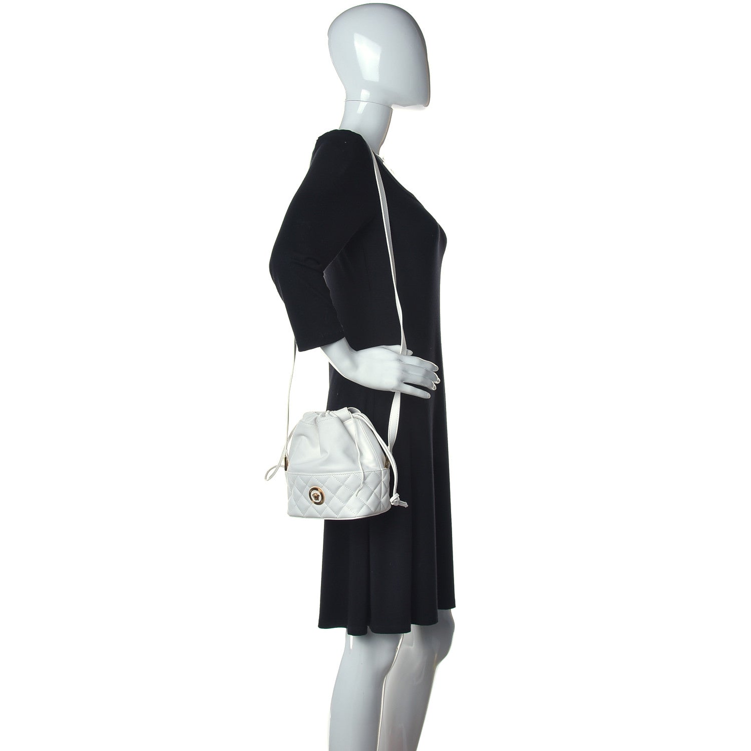 Versace Nappa Quilted Medusa Bucket Bag White 2 of 10