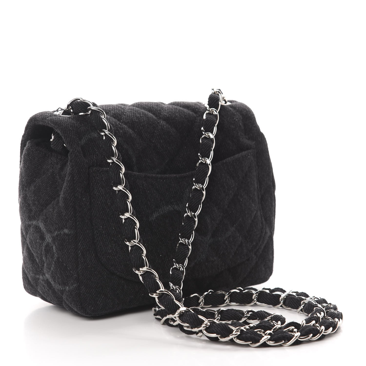 Chanel Denim CC Quilted Mini Square Flap Black 3 of 11