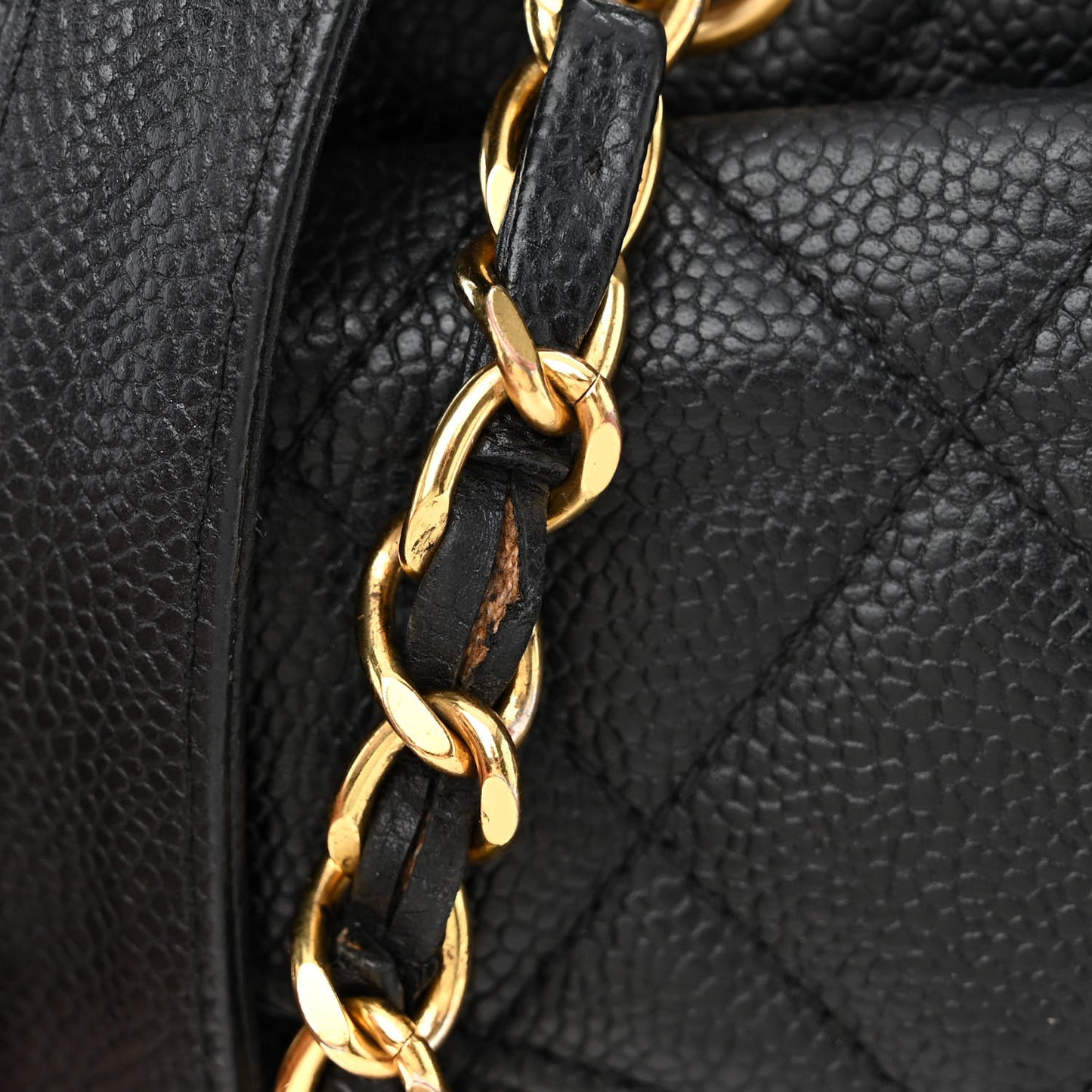 Caviar Quilted Pocket Shopping Tote Black