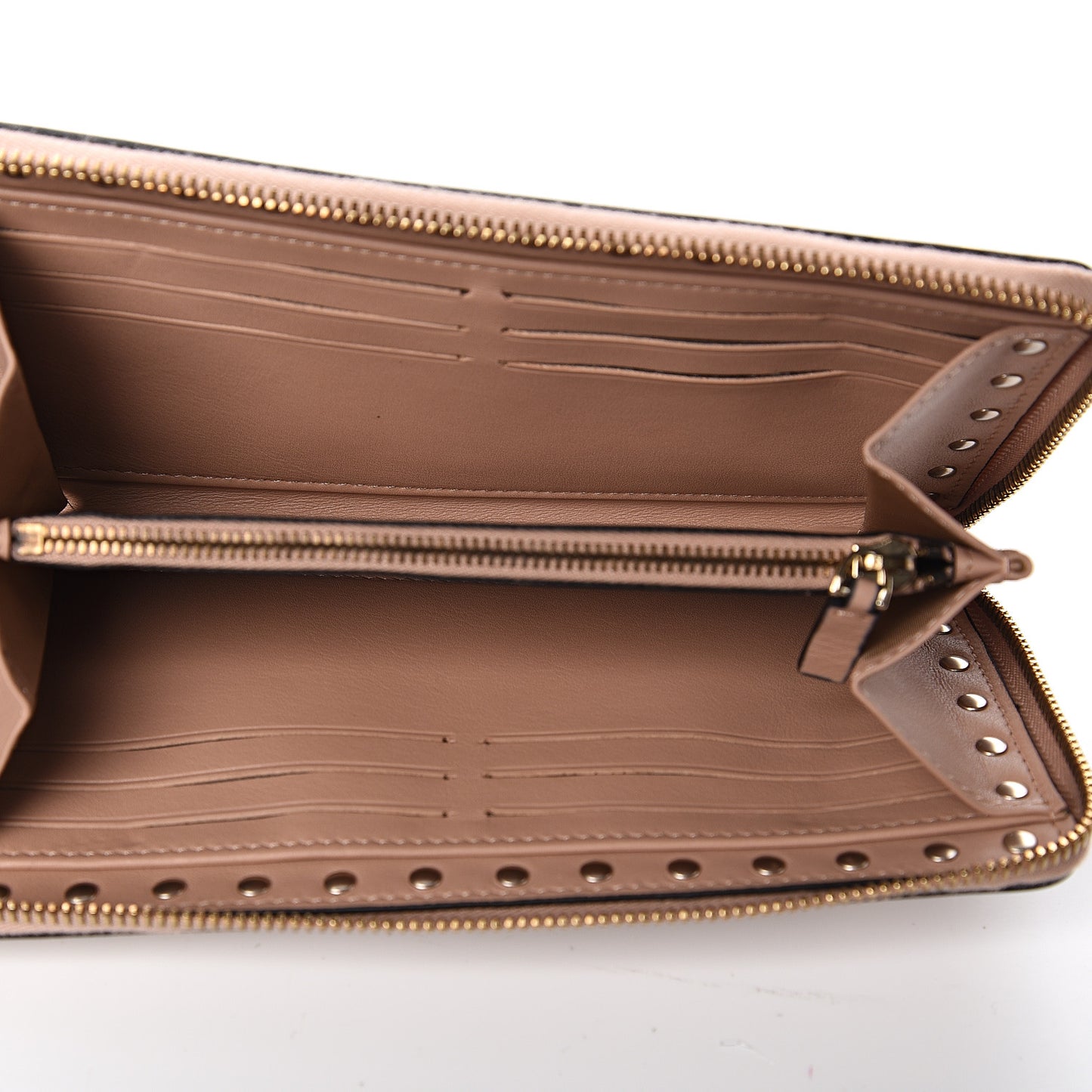 Calfskin Rockstud Zip Around Wallet Skin Sorbet