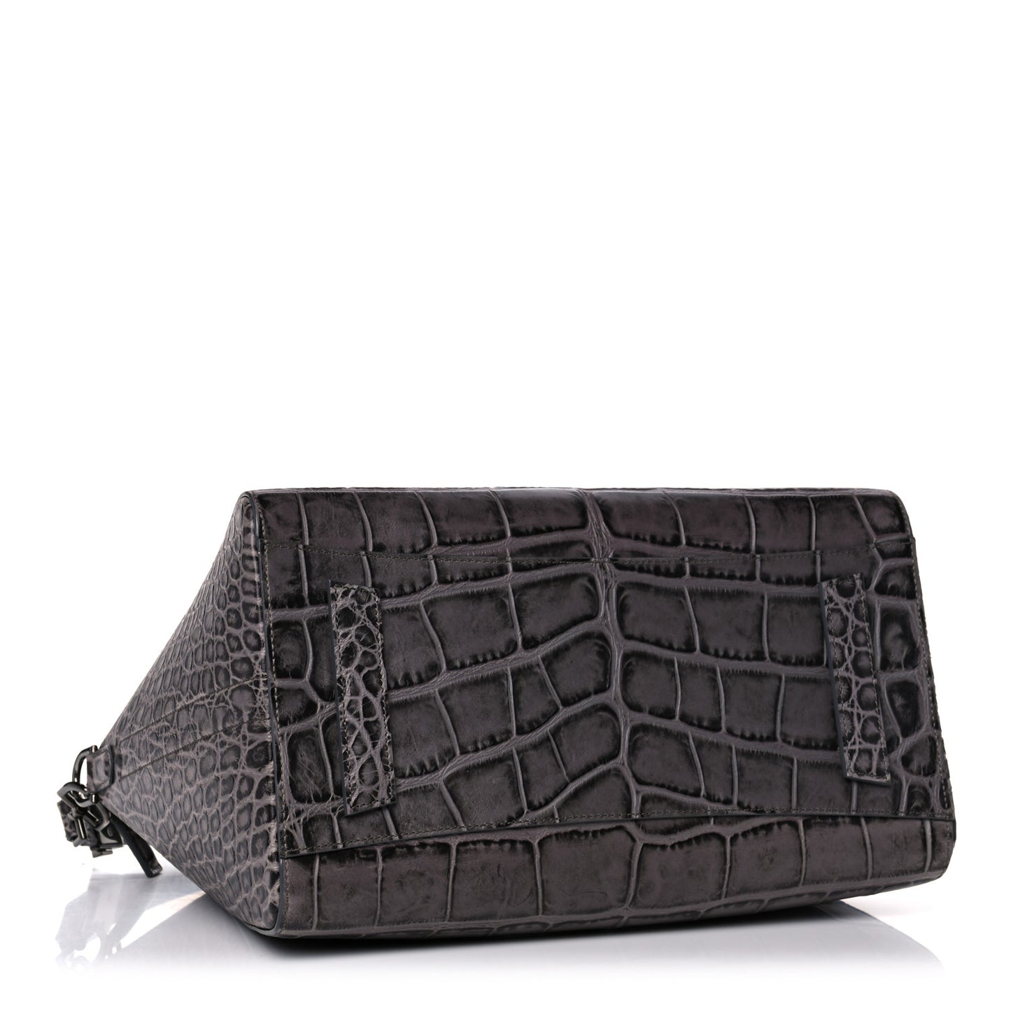 Calfskin Crocodile Embossed 3D Stud Medium Antigona Storm Grey