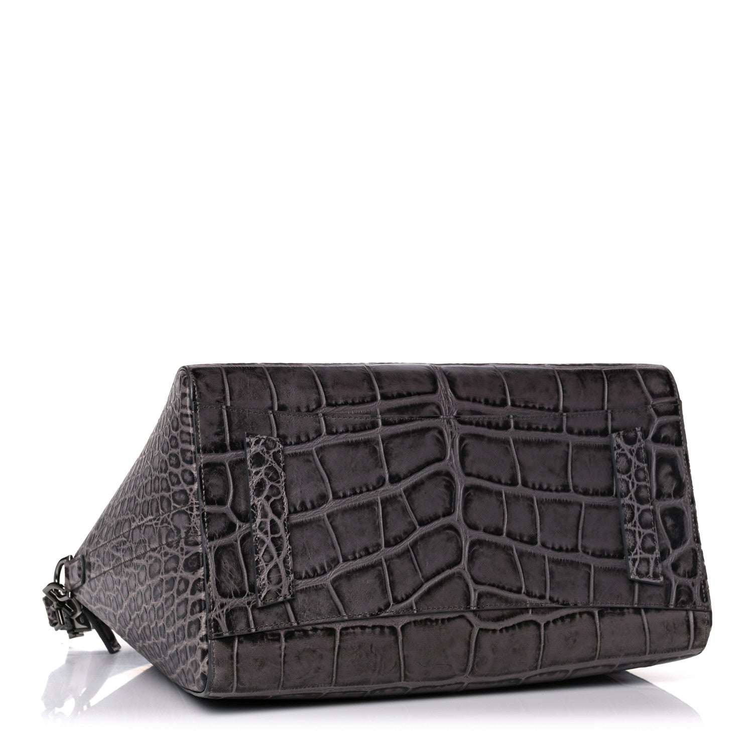 Givenchy Calfskin Crocodile Embossed 3D Stud Medium Antigona Storm Grey 4 of 11