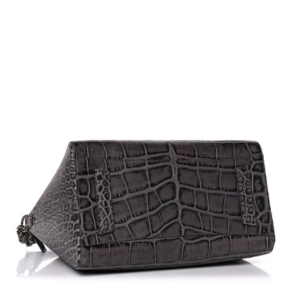 Givenchy Calfskin Crocodile Embossed 3D Stud Medium Antigona Storm Grey 4 of 11