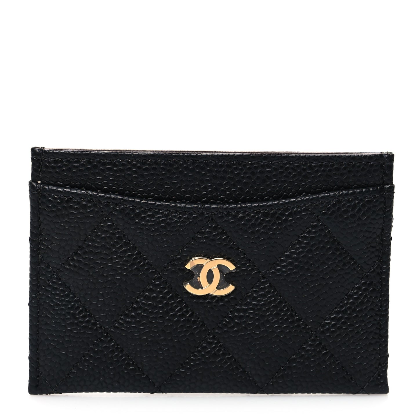 Caviar Quilted Card Holder Black
