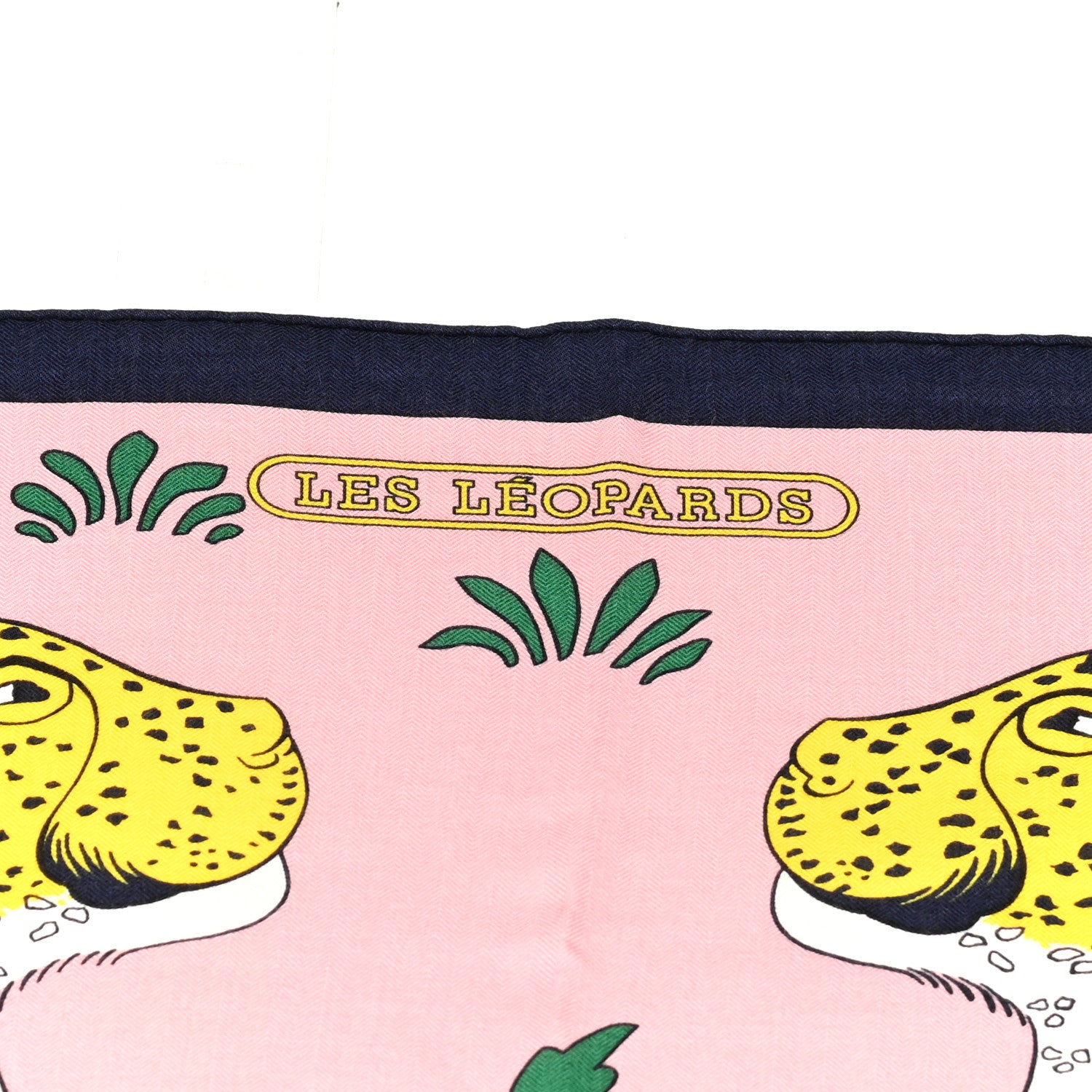 Hermes Cashmere Silk Les Leopards Shawl 140 Marine Rose Buvard 3 of 5