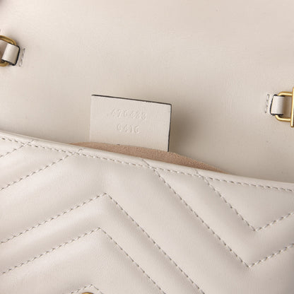 Gucci Calfskin Matelasse Super Mini GG Marmont Shoulder Bag White 7 of 9