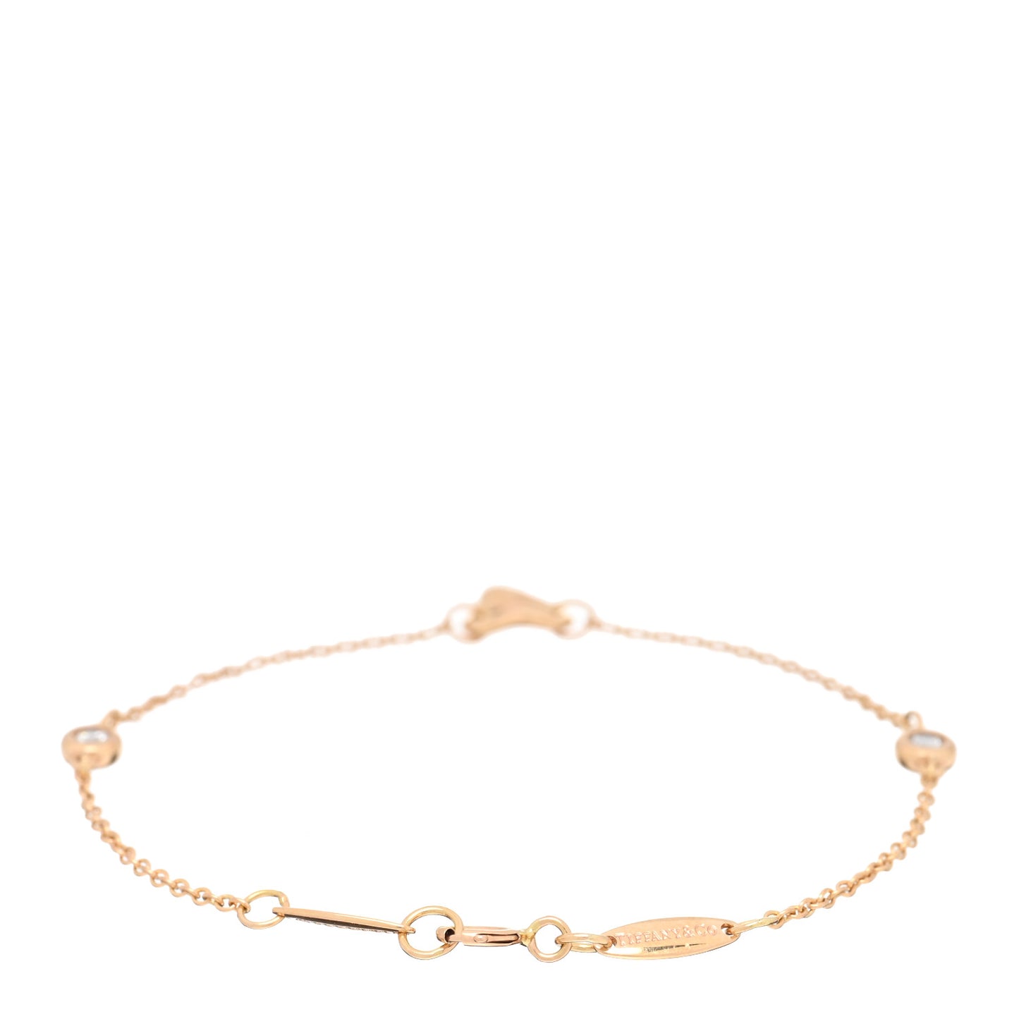 18K Rose Gold Diamond Elsa Peretti Diamonds by the Yard Open Heart Bracelet