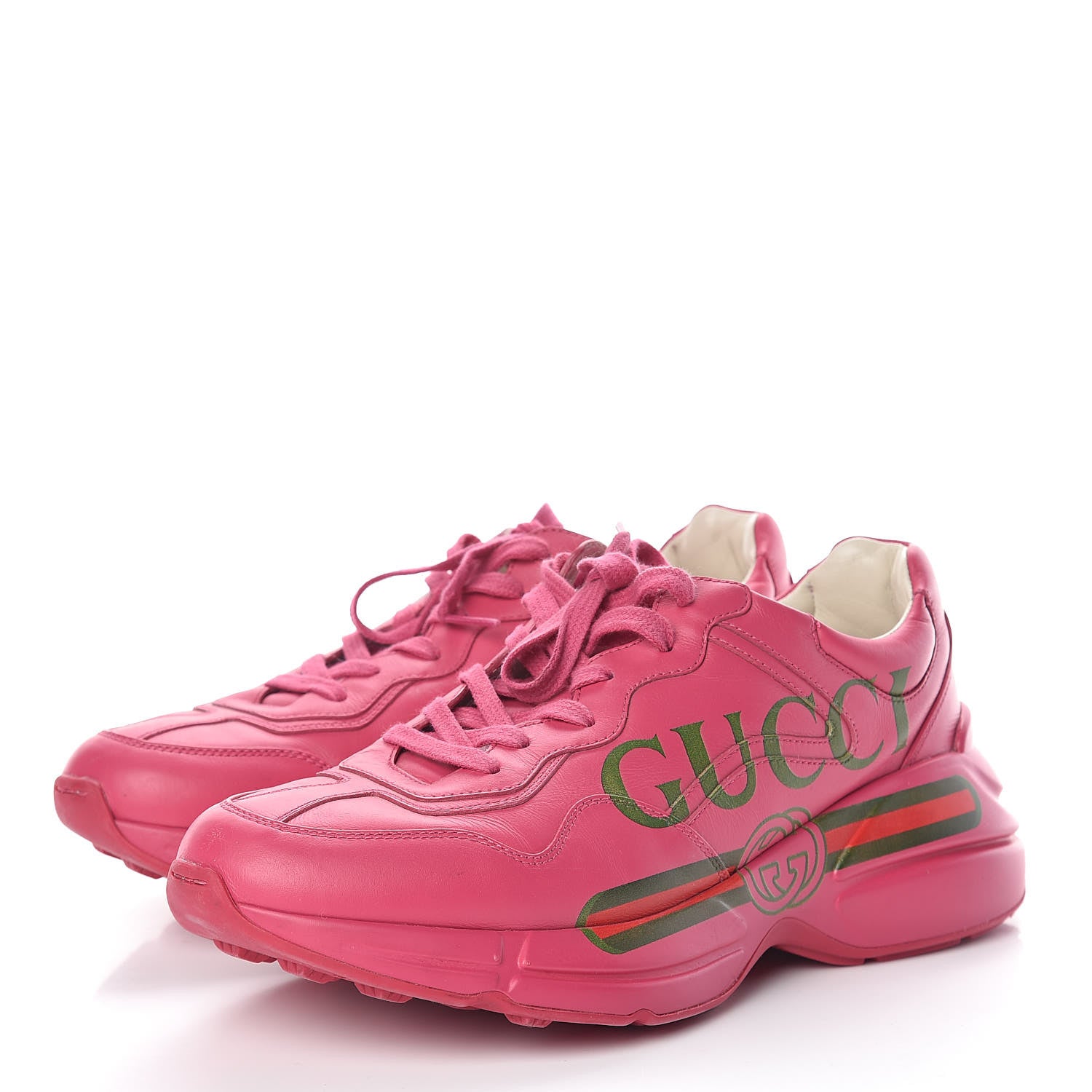 Gucci Calfskin Logo Mens Rhyton Sneakers 7 Box Pink 3 of 12