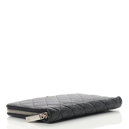 Chanel Calfskin Quilted Large Zip Around Organizer Wallet Black 4 of 16