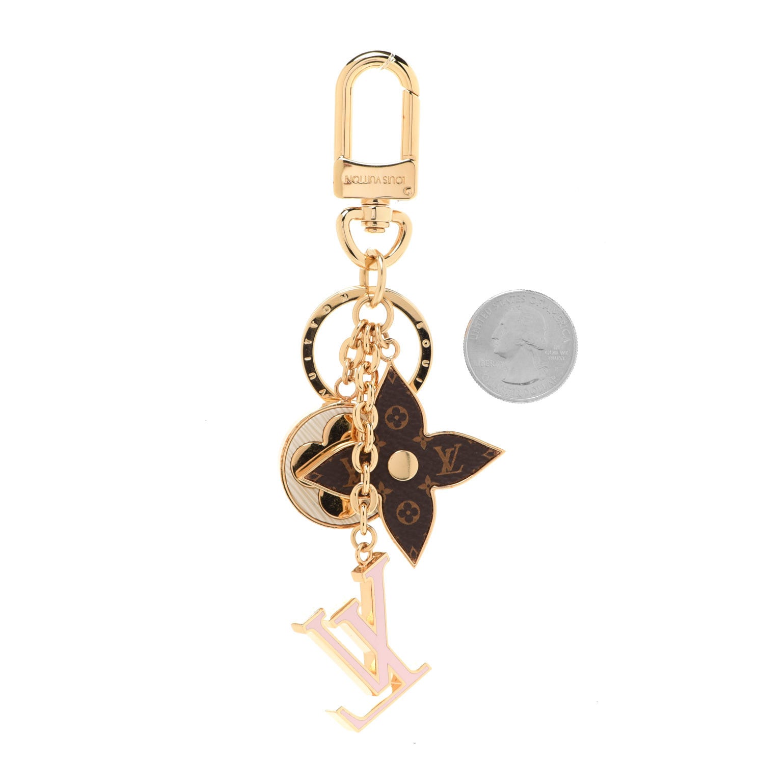 Louis Vuitton Metal Monogram Epi Spring Street Bag Charm Key Holder Gold 2 of 4