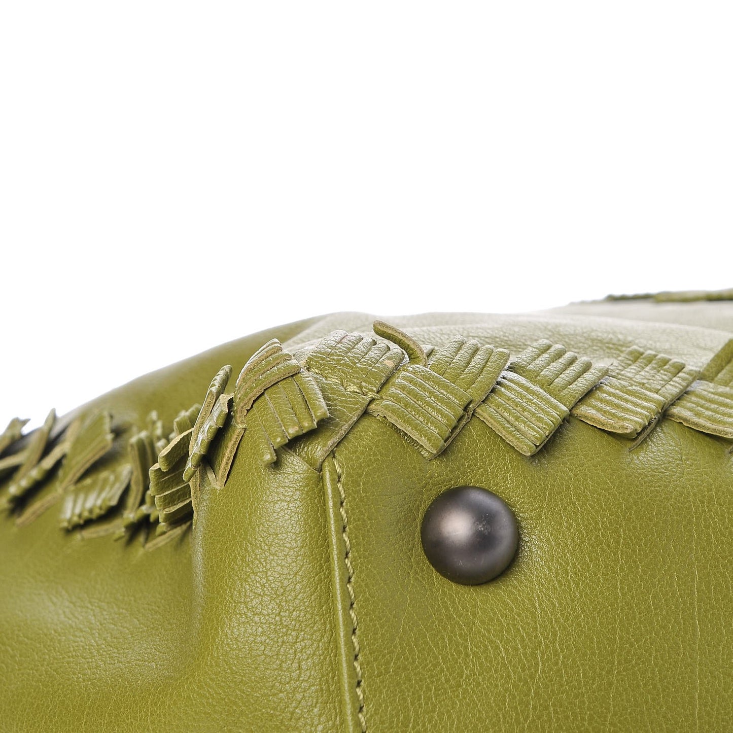 Nappa Fringe Intrecciato Tote Green