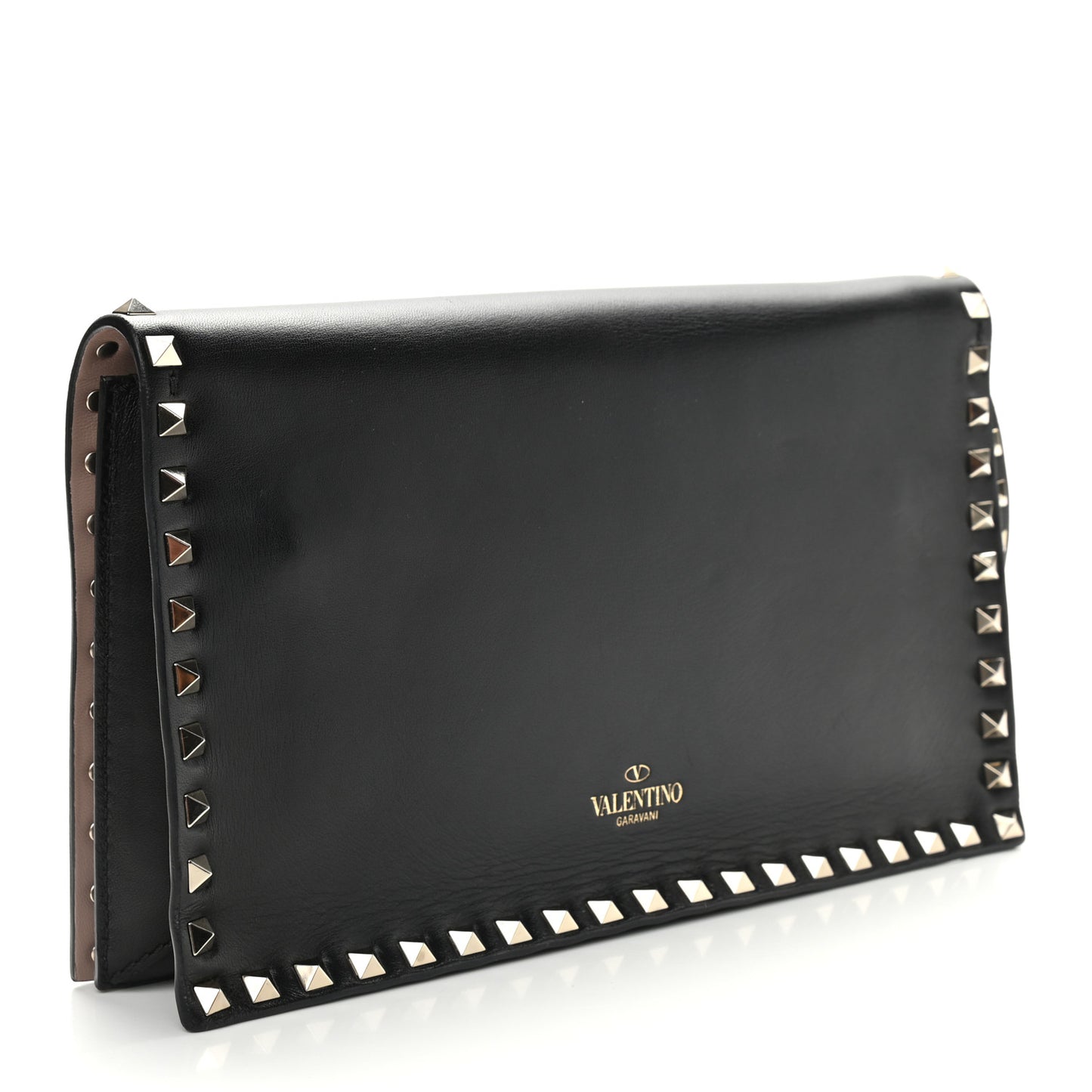 Nappa Rockstud Wristlet Clutch Black