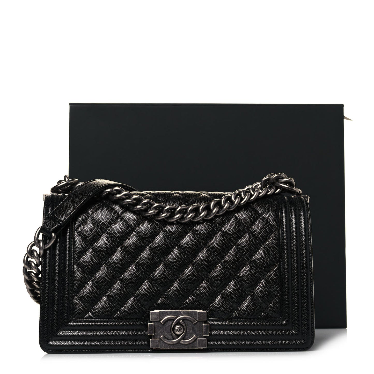 Caviar Quilted Medium Boy Flap Black