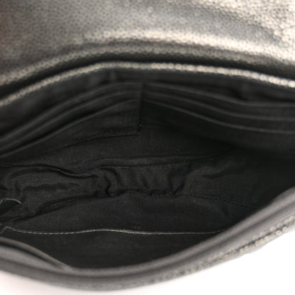 Chanel Metallic Caviar Half Moon Wallet On Chain WOC Dark Silver 5 of 11