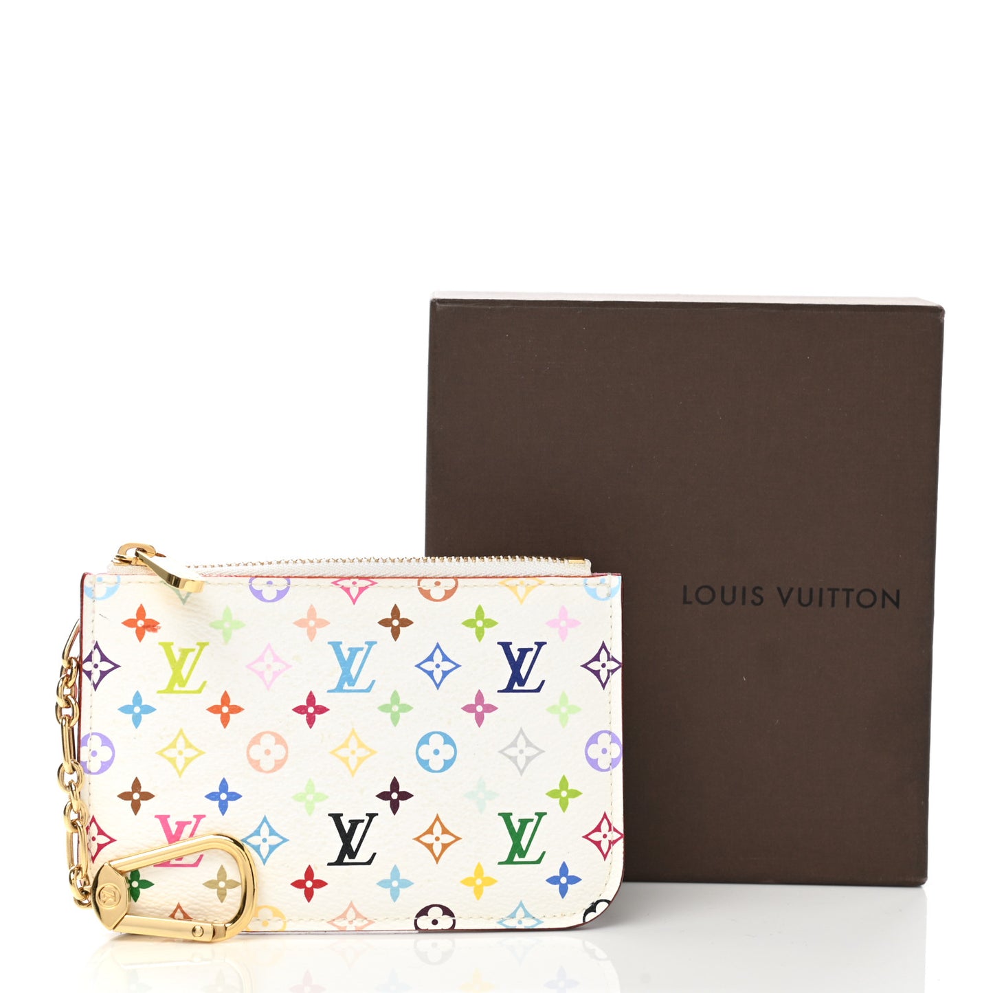 Monogram Multicolor Key Pouch White Litchi