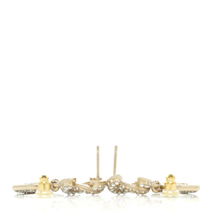 Chanel Pearl Baguette Crystal CC Drop Earrings Gold 3 of 5