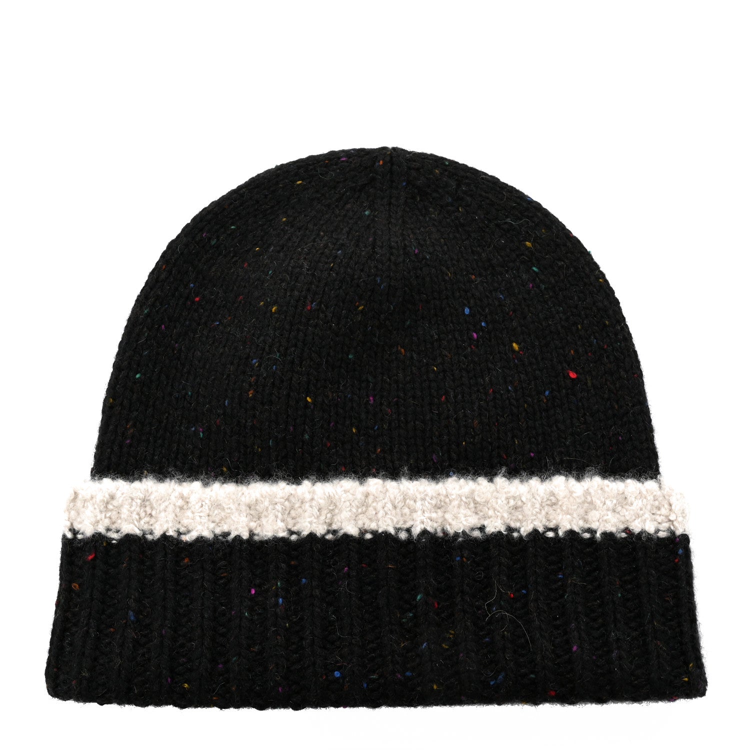 Chanel Cashmere Silk CC Beanie Hat Black Ecru 3 of 4