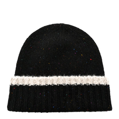 Chanel Cashmere Silk CC Beanie Hat Black Ecru 3 of 4