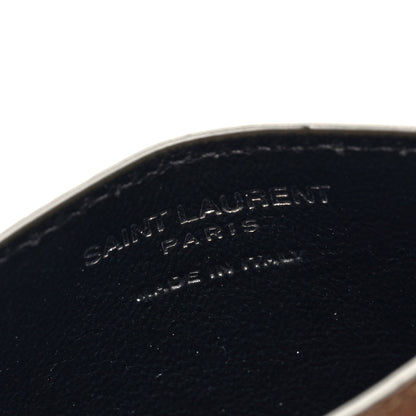 Saint Laurent Grained Calfskin Tiny Cassandre Credit Card Case Dark Khaki 6 of 7