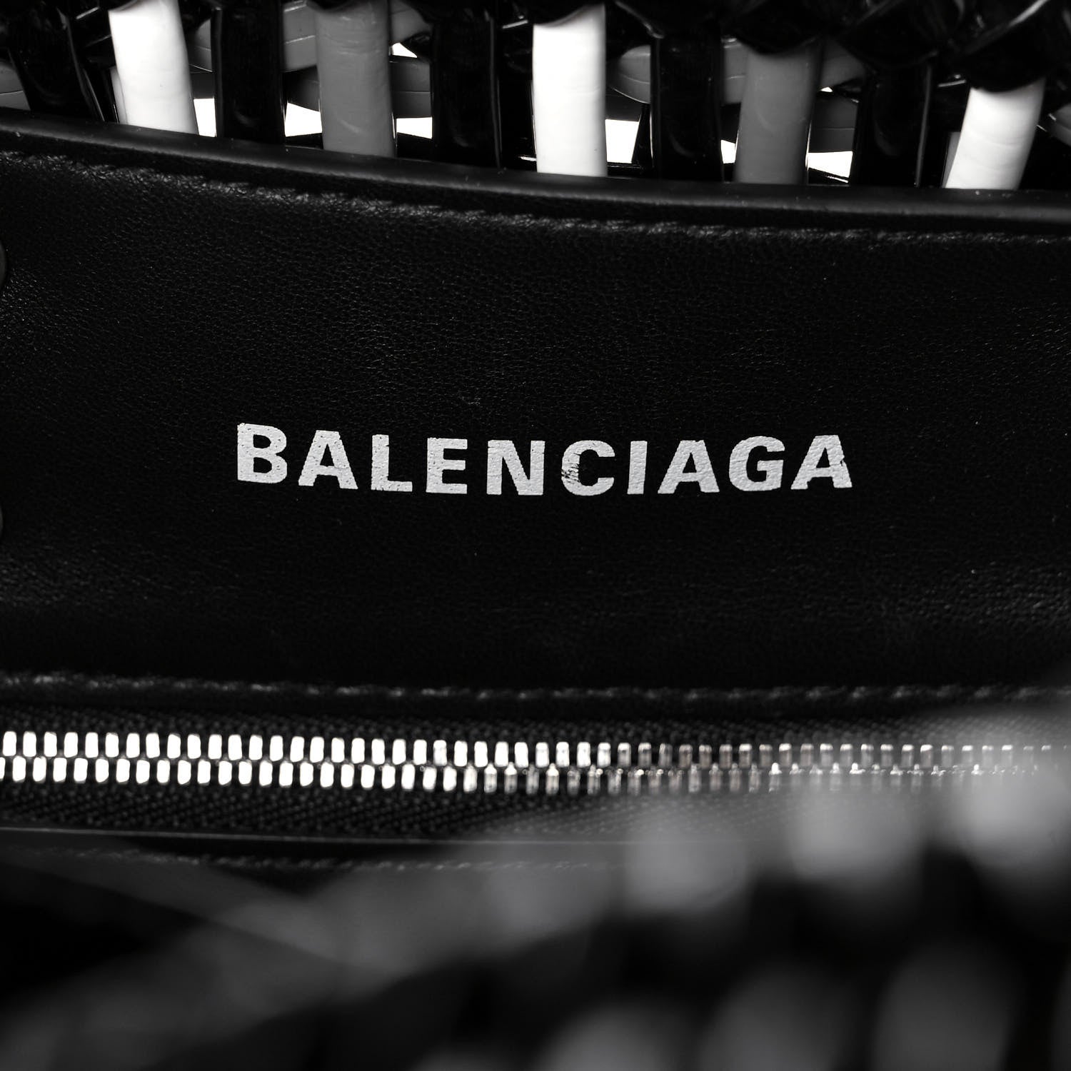 Balenciaga Patent XS Bistro Basket Black White 6 of 10