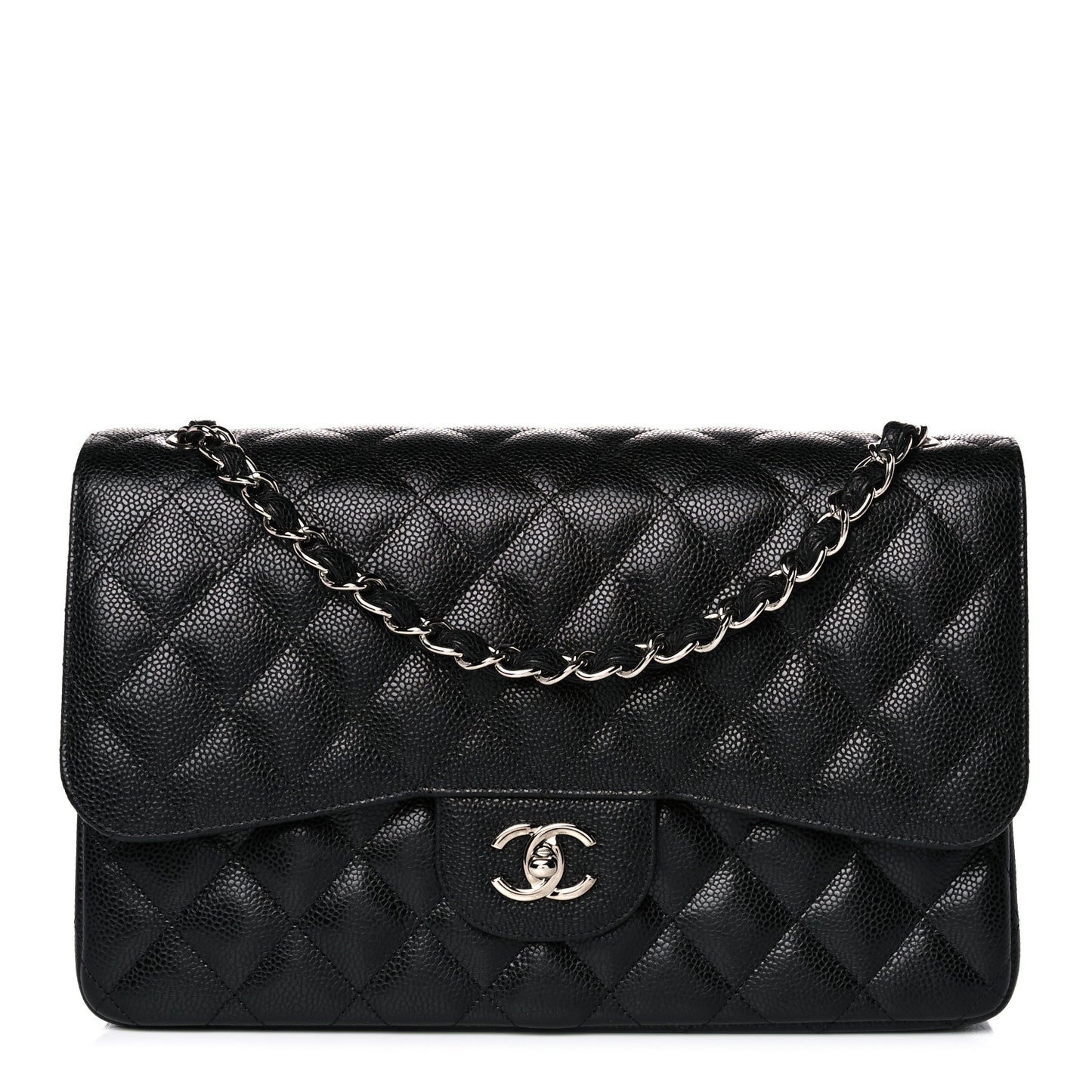 Caviar Quilted Jumbo Double Flap Black