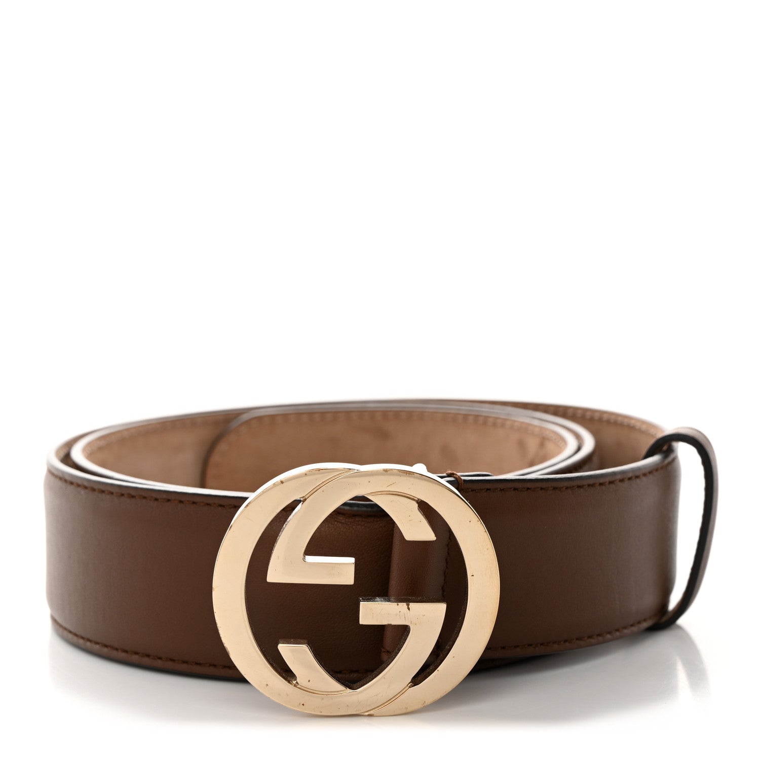 Gucci Calfskin Interlocking G 37mm Belt 85 34 Nut Brown 1 of 6