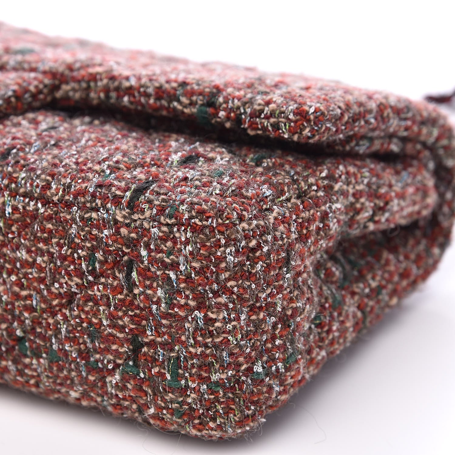 Chanel Tweed Quilted Medium Double Flap Dark Red 9 of 12