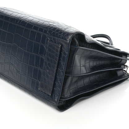 Saint Laurent Calfskin Crocodile Embossed Medium Souple Sac De Jour Medium Blue 9 of 9