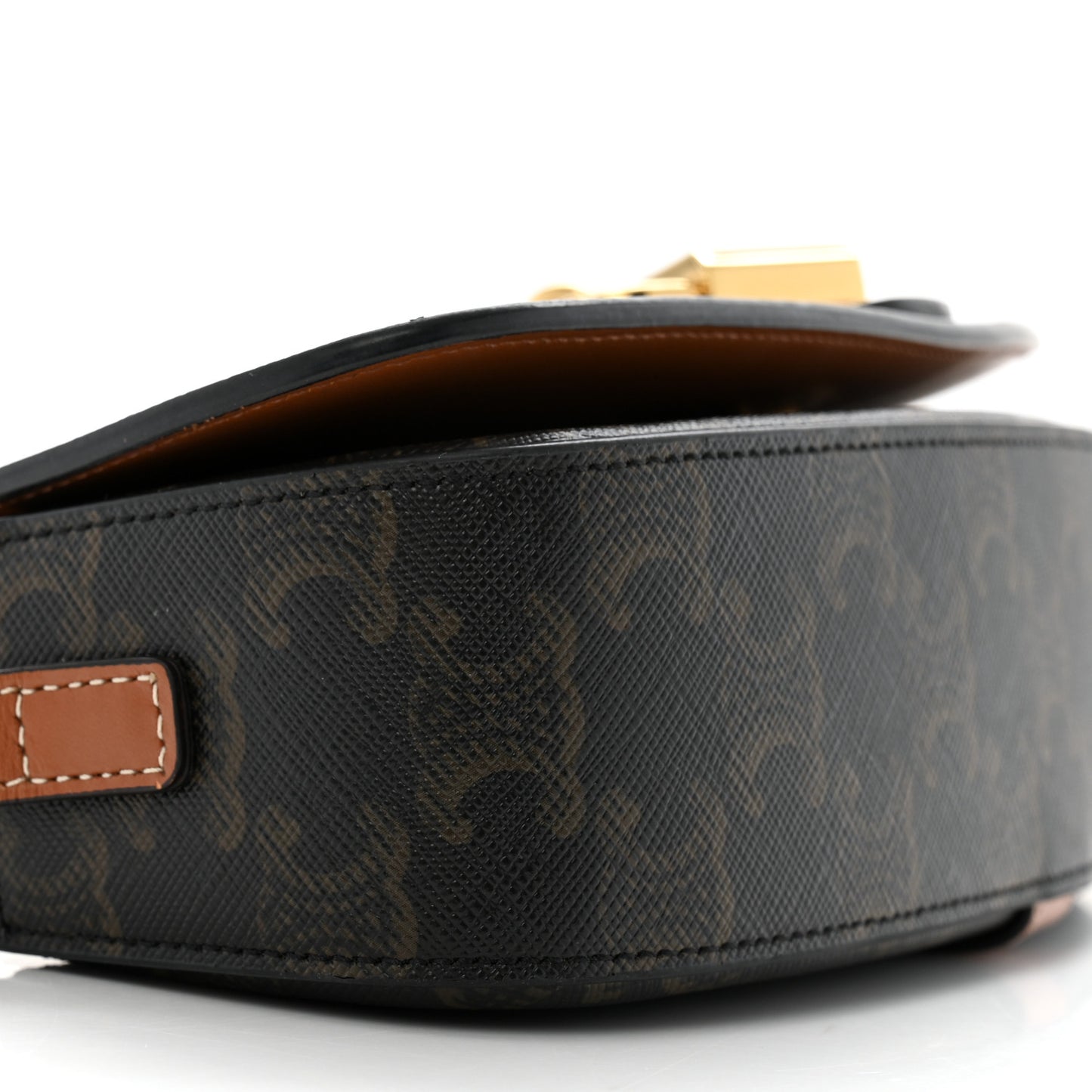 Triomphe Canvas Calfskin Tabou Clutch on Strap Tan