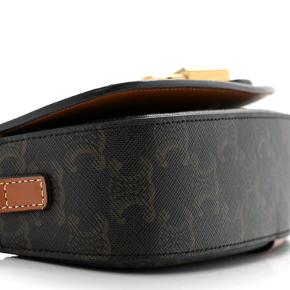 Celine Triomphe Canvas Calfskin Tabou Clutch on Strap Tan 8 of 12