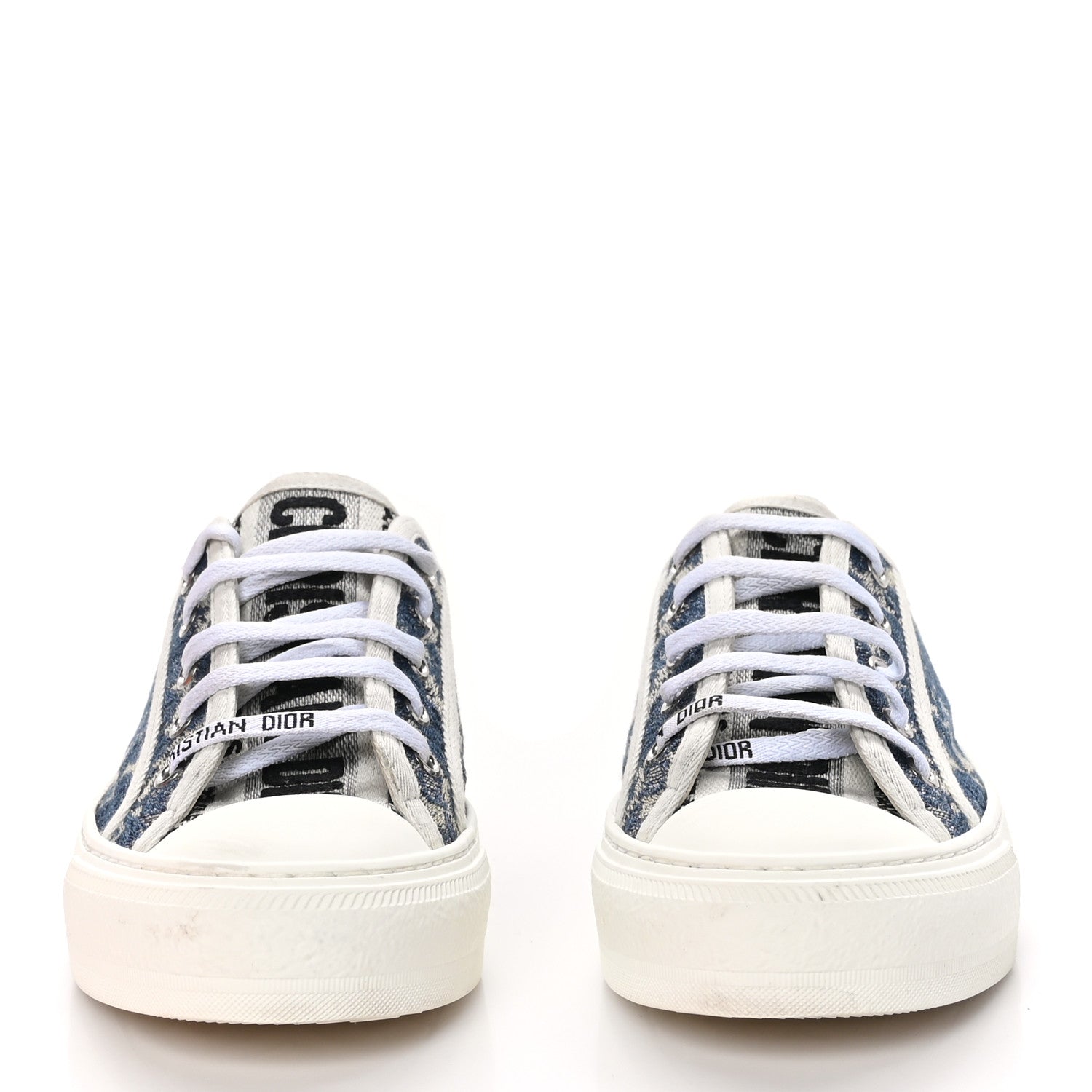 Christian Dior Denim Brocart Embroidered Walk'N'Dior Low Top Sneakers 37 Duck Blue 2 of 9