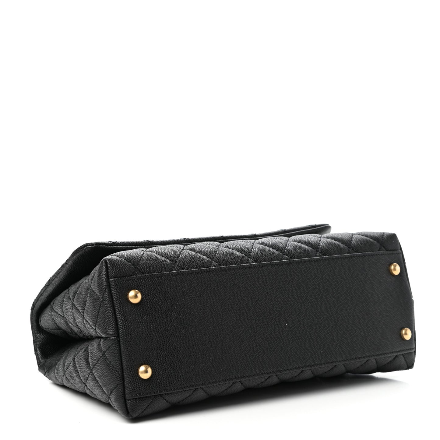 Caviar Lizard Embossed Quilted Small Coco Handle Flap Black