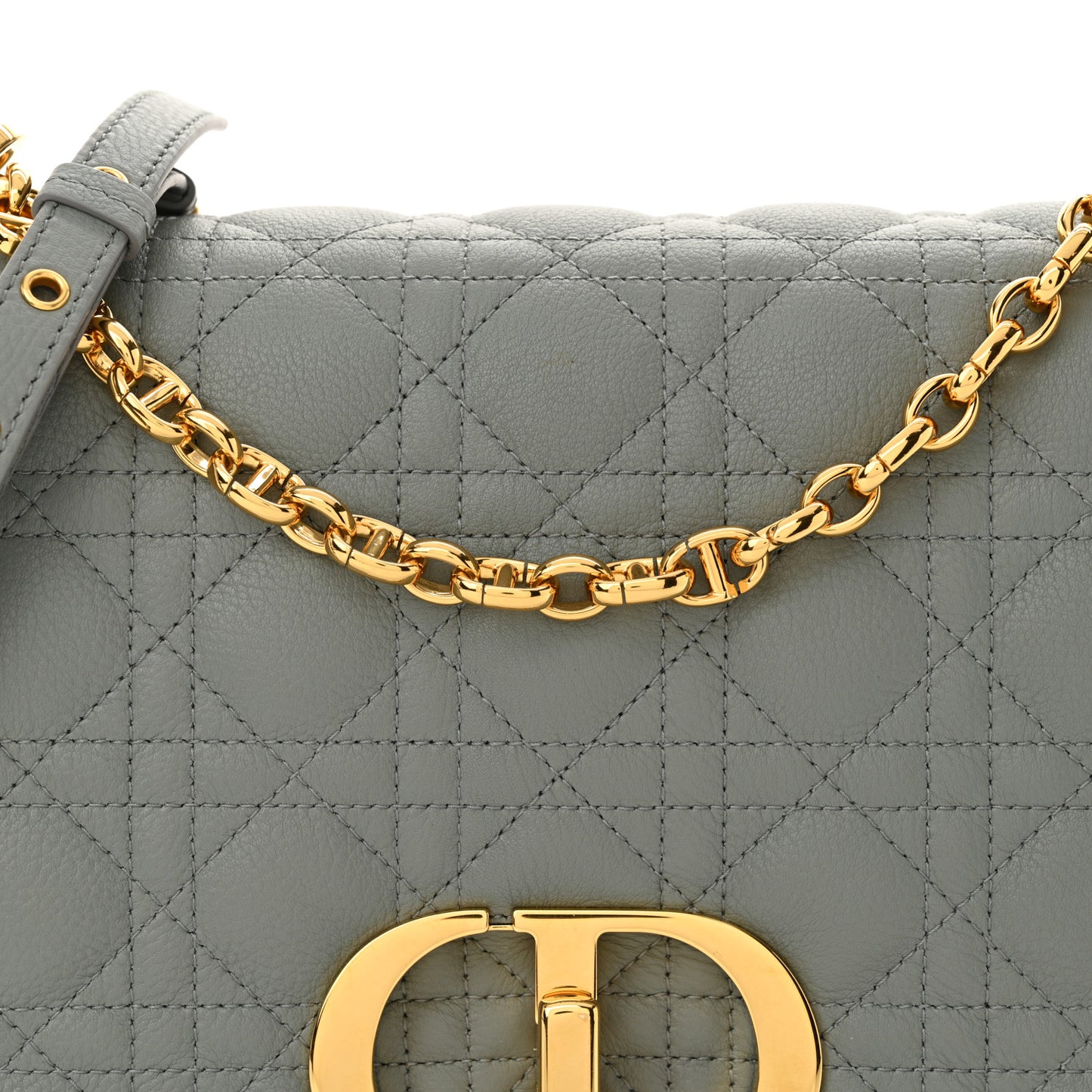 Grained Calfskin Cannage Large Caro Bag Grey Stone