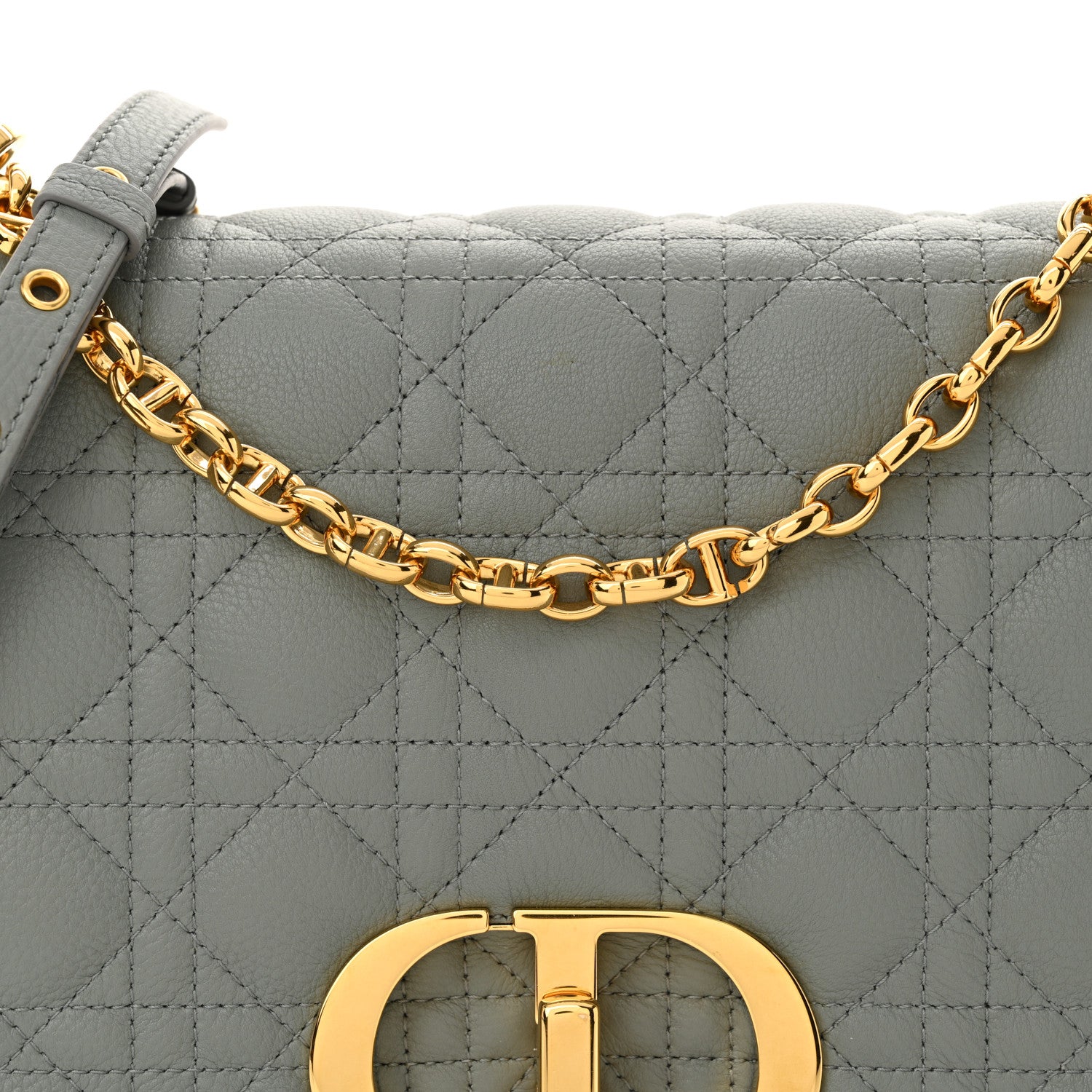 Christian Dior Grained Calfskin Cannage Large Caro Bag Grey Stone 8 of 11