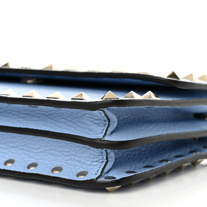 Valentino Garavani Grainy Calfskin Rockstud Chain Pouch Popeline Blue 10 of 13