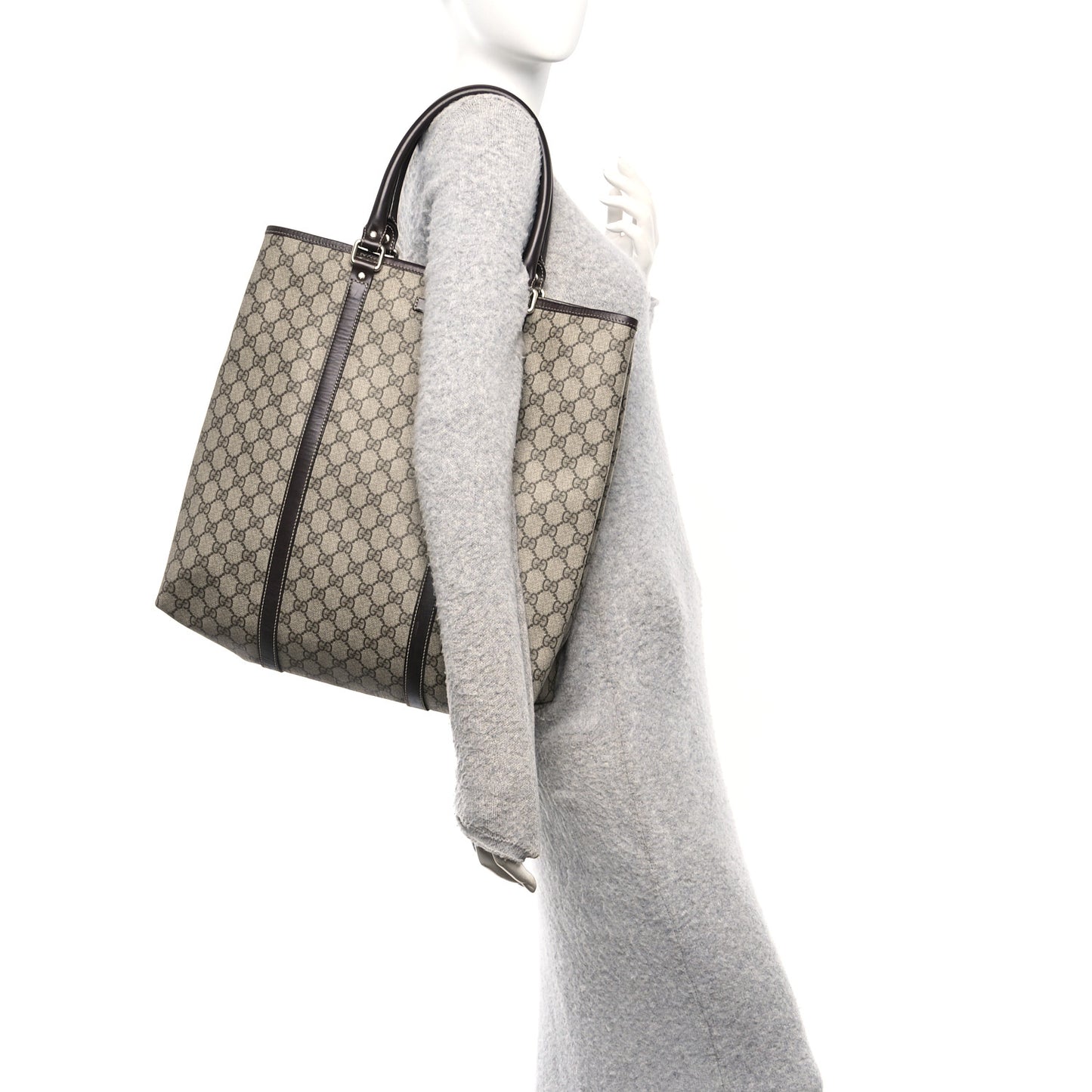 GG Plus Monogram Joy Vertical Tote Dark Brown