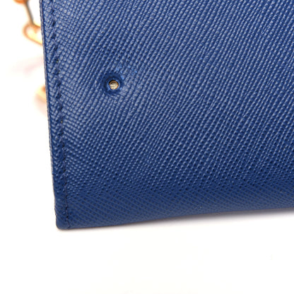 Prada Saffiano Metal Bar Chain Wallet Bleuette 10 of 10