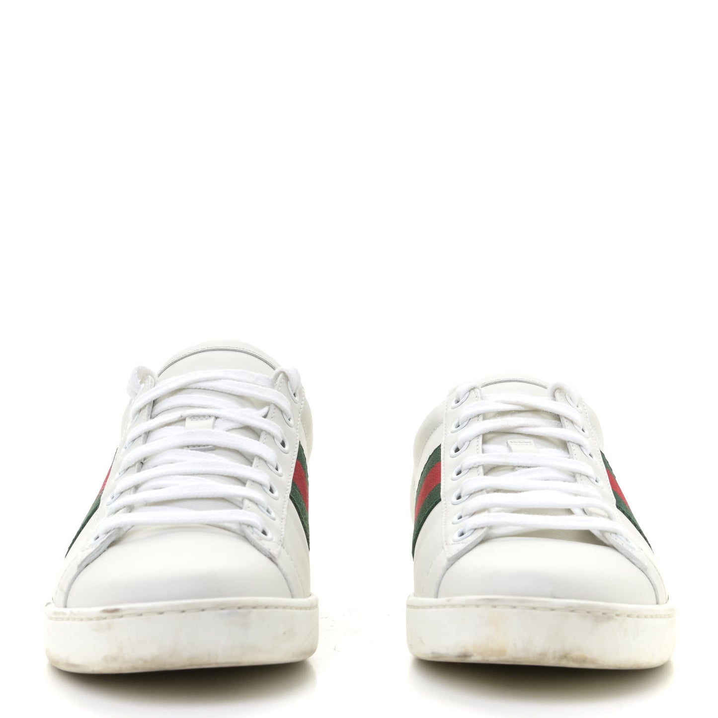 Calfskin Crocodile Web Womens Ace Sneakers 38 White Green