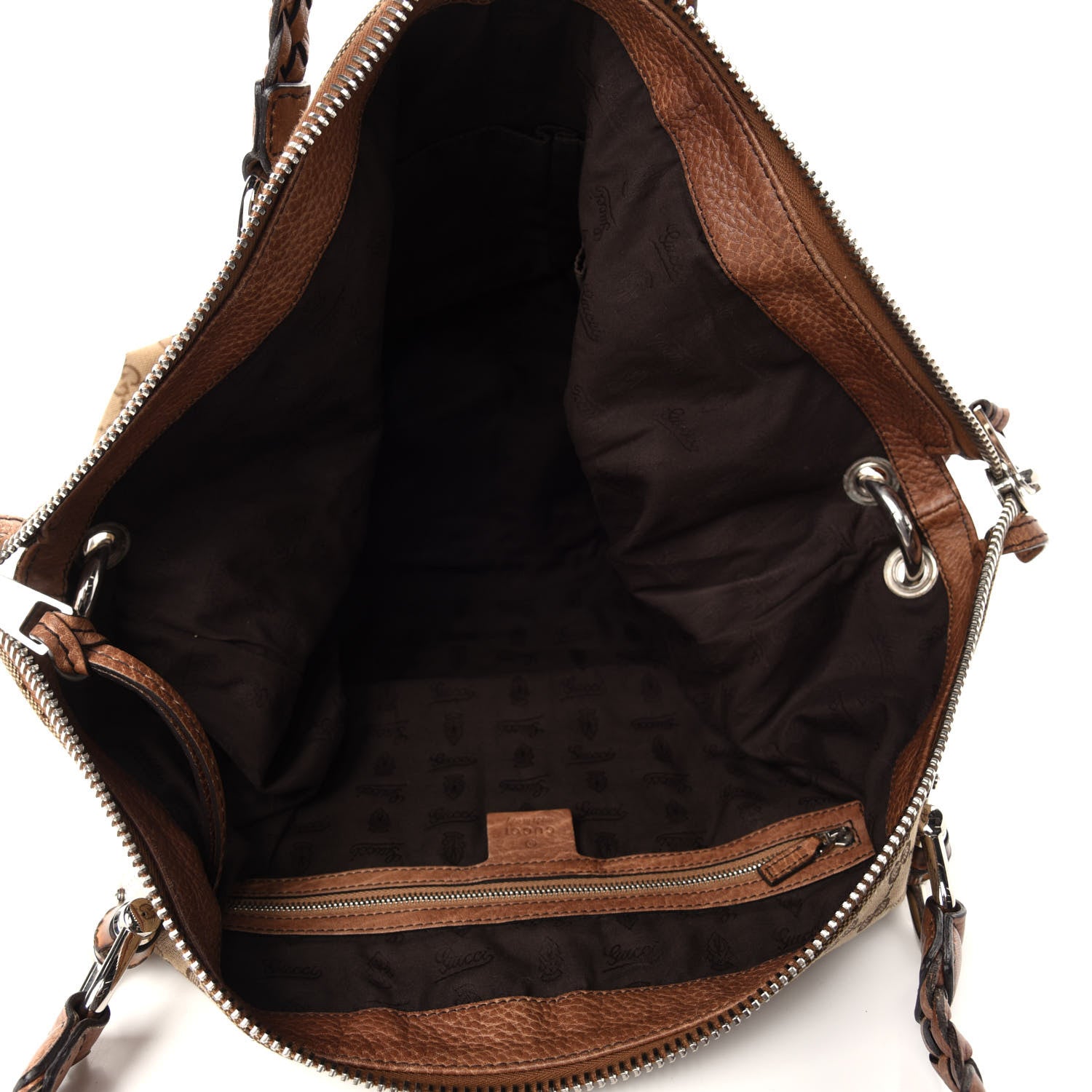 Gucci Monogram Bamboo Bar Medium Tote Brown 5 of 11