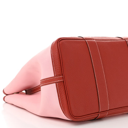 Hermes Toile Militaire Vache Country Garden Party Tote 36 MM Rose Sakura Rouge Duchesse 9 of 11