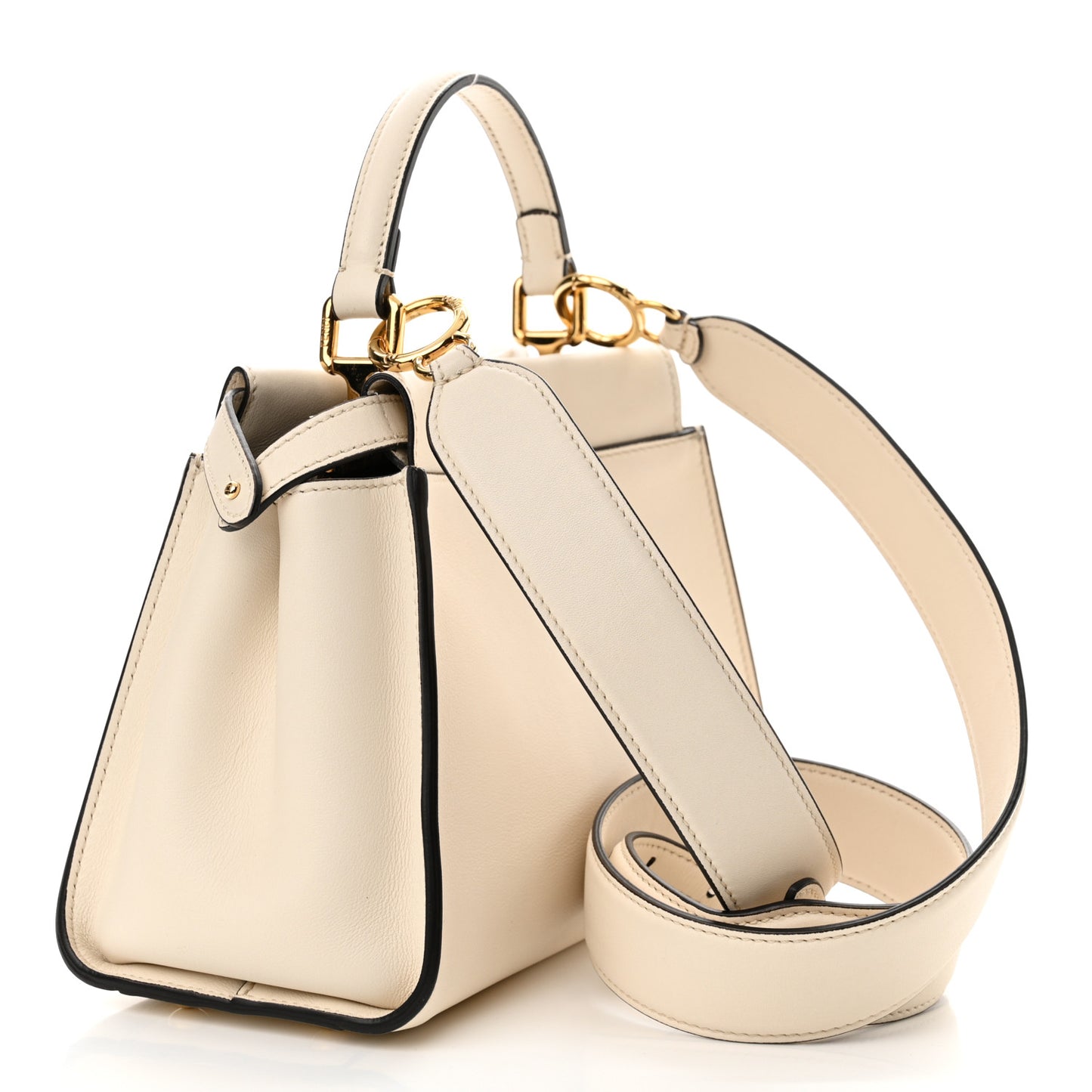 Vitello Seta Suede FF Mini Peekaboo Iconic Satchel Uovo Sigaro Marrone