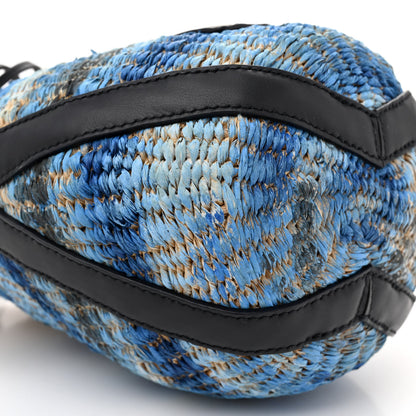 Chloe Paper Calfskin Woven Tie Dye Small Basket Bag Multicolor Blue 9 of 13